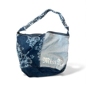 MISS ME Floral Denim Jean Fabric Large
Overnight Bag Tote Duffel Purse